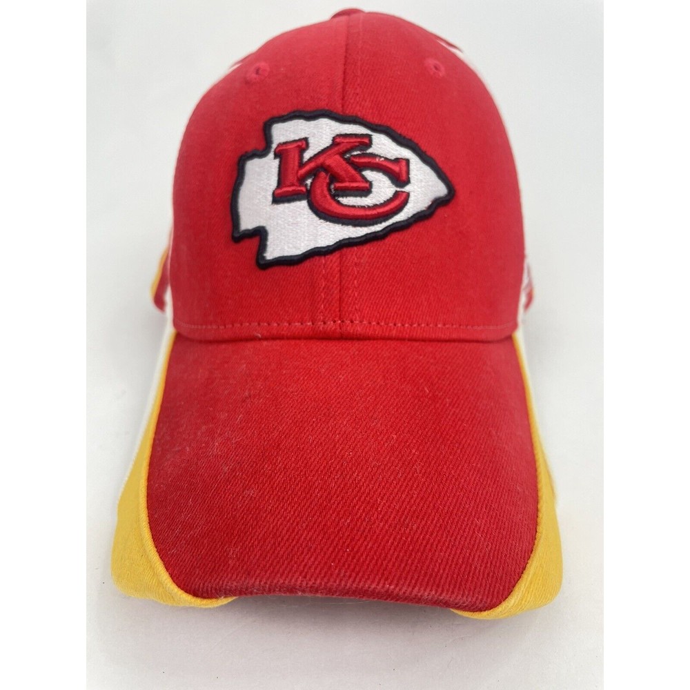 💰Bundle 3/$30 Vintage Kansas City Chiefs Hat Reebok NFL White Yellow Stripe M